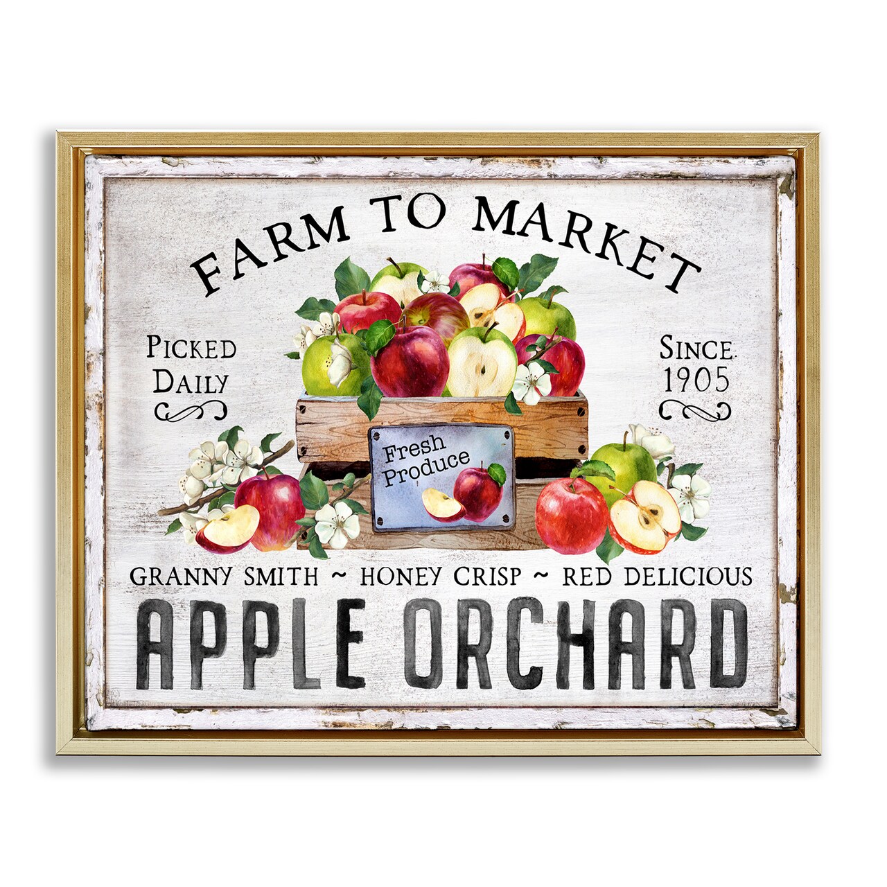 Stupell Industries Farmhouse Apple Orchard Floater Framed Canvas Wall Art Design by Creatif Belle